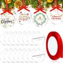 Blulu 42 Pcs Acrylic Ornament Blanks Clear Round Ornaments Flat Christmas Bauble Hanging Ornament with Hole Ribbon Acrylic Circle Discs for DIY Crafts Xmas Tree Decoration(5 Inches)