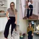 Xiaoxuemeng Womens Baggy Wide Leg Pants Casual Elastic Waisted Palazzo Harem Pants with Pockets, Size XL