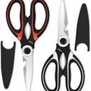 2 Pcs Heavy Duty Kitchen Scissors for Food  5-in-1 Stainless Steel Kitchen Shears with Bottle Opener, Non-Slip Handles & Protective Cover  Utility Scissors for Cutting Meat, Poultry & Vegetables