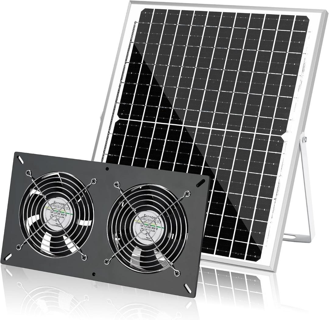 Fanspex Solar 2 Fan Kit, Waterproofed Solar Powered Fans for Outdoor Chicken Coop, Greenhouse & Shed Intake or Exhaust Air