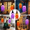 2 x 2PCS Halloween Decorations, 42"x14" Glowing Ghost Outdoor/Indoor Lights with 8 Lighting Modes, Waterproof Battery Case for Garden, Yard, Haunted Halloween Party