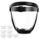 Full Face Shield for Yard Work & Woodworking, Wide View Clear Visor with Anti-Fog Coating, Breathable Bottom Design, Adjustable Headband (Upgraded Black)