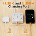 TESSAN Surge Protector Power Strip, 5 Ft Flat Plug Extension Cord with 3 USB (1 USB C) 8 Outlets, 1250W, 900J Protection, 3 Sided Outlet Extender with Power Switch for Office, Dorm Room, Grey
