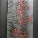 SOUGUAN Botanical Wall Art Oil Painting Pink Flower Pictures Wall Decor Large Artwork for Living Room Kitchen Home Decorations 24x48 Inch