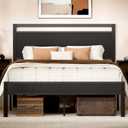 Z-hom Queen Bed Frame with Wooden Headboard & Footboard,Metal Platform BedHeavy Duty Metal Slat Support,No Box Spring Required,Quiet Non-Slip Construction with Underbed Storage Space,Black