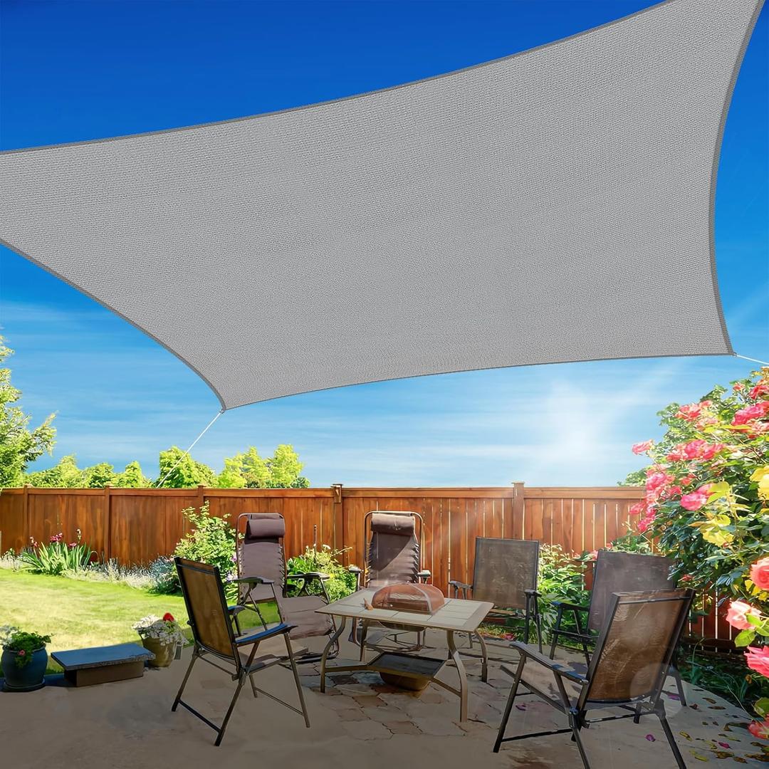 10'x13' Sun Shade Sail, UV Protection Outdoor Shade, Curved Tear Resistant Heavy Duty Sun Shade for Patio Garden, Backyard, Deck, Car Port, Playground, (Grey) (Gray)