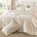 Bedsure Cotton Duvet Cover Queen Size - Boho Textured Embroidery Jacquard Duvet Cover Set, Soft and Breathable Bedding Set for All Seasons (Beige, Queen, 90"x90") (03 - Cream (No Comforter))
