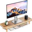 Monitor Stand Riser, 24 Inch Wood Desk Organizer with Monitor Stand & Storage Computer Monitor and Laptop Riser Multifunctional Laptop Stand Desk Organizer for Office Home Screen/Laptop/PC (Light Walnut)