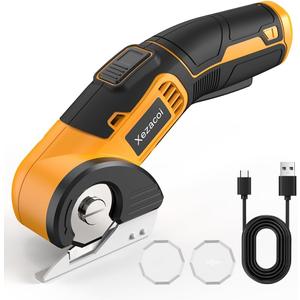 Electric Cardboard Cutter - Cordless Electric Scissors for Cardboard with Safety Lock & 2 Spare Blades, Power 4V Rechargeble Box Cutters for Fabric Carpet Leather Plastic Cutting, Crafting