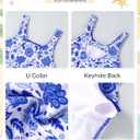 Girls Tankini Swimsuit 2 Piece Bathing Suit U Neck Swim Tank Top Tropical Print Swimwear 13-14Y