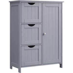 VASAGLE Floor Storage Cabinet, Freestanding Storage Unit with 3 Drawers, 1 Adjustable Shelf, for Bathroom Living Room Dining Kitchen, 11.8 x 23.6 x 31.5 Inches, Dove Gray UBBC049G02