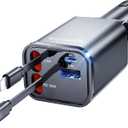 Retractable Car Charger,69W Car Phone Charger USB C Fast Charge,Cigarette Lighter USB Charger Car Accessories for Women,Road Trip Essentials Gift for Men,RV Power Adapter for iPhone 17/16/15/14,Galaxy (Gray)
