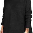 ANRABESS Womens Oversized Turtleneck Sweaters Casual Fall Long Sleeve Knit Spilt Hem Tunic Pullover Tops 2025 Winter Outfits (Medium, Black)