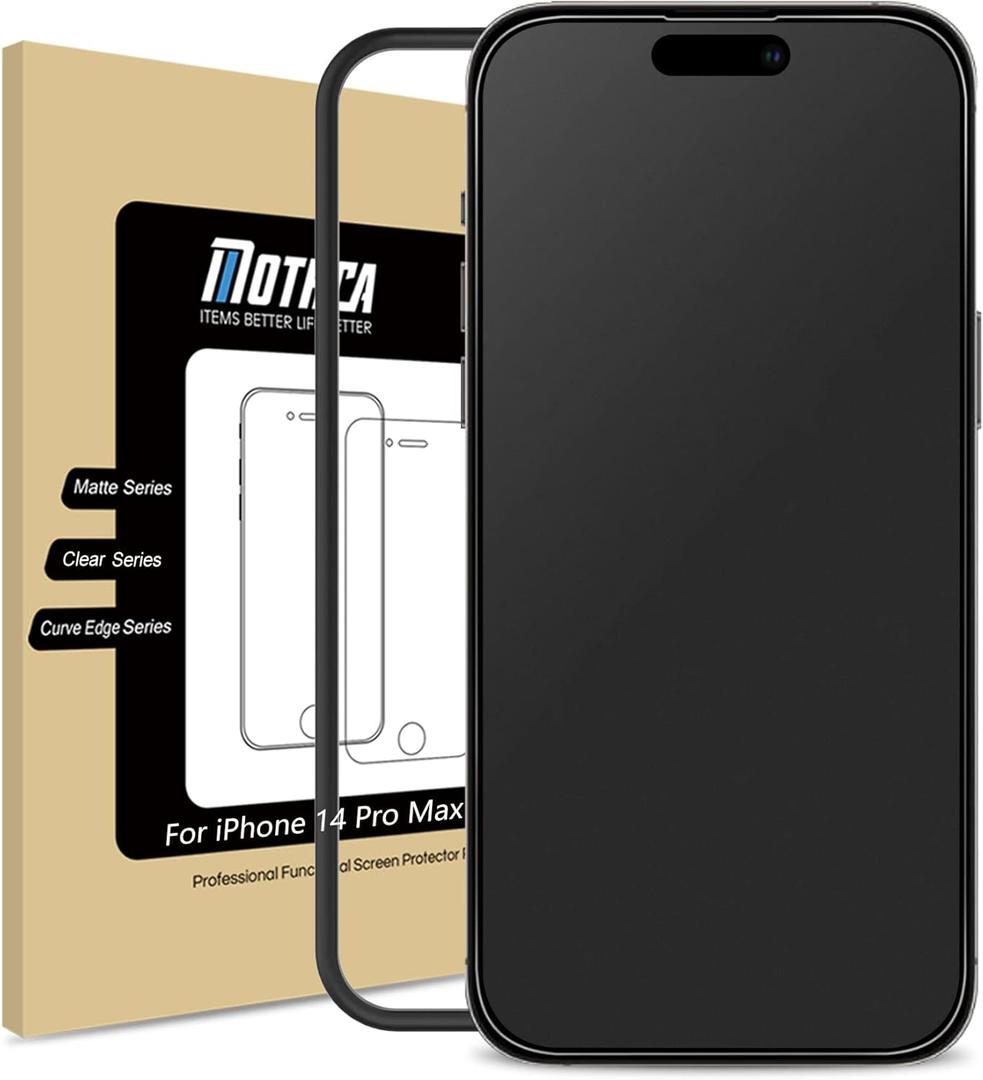 Mothca Matte Glass Screen Protector for iPhone 14 Pro Max Anti-Glare & Anti-Fingerprint Tempered Clear Film Case Friendly Easy to Install Bubble Free 6.7inch Smooth as Silk