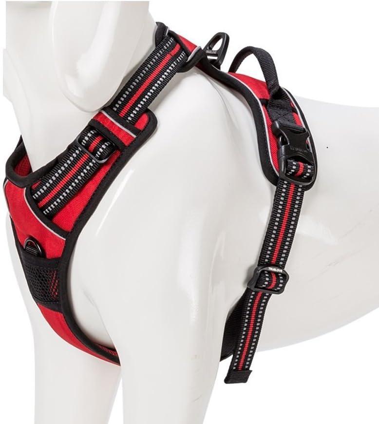 Dog Harness TLH5651 No-pull Reflective Stitching Ensure Night Visibility, Outdoor Adventure Big Dog Harness Perfect Match Puppy Vest (Red,XL)