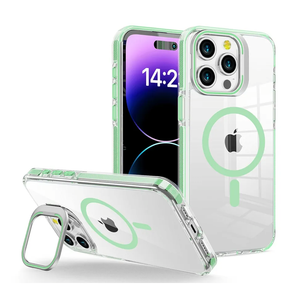 WOGROO for iPhone 15 Plus Case, [Compatible with MagSafe], Magnetic Kickstand Case for Women Girls, Case for iPhone 15 Plus, 6.7", Clear Green
