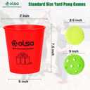 Olsa Giant Yard Pong Games, Outdoor Games for Adults and Family, Toss Games with 12 Buckets, Balls & Strength Carrying Bag for Beach, Camping, Lawn and Backyard(Red)