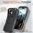 for iPhone 17 Case with Belt Clip Holster, Compatible with MagSafe, Shockproof, 3-Layer Drop Protection, Heavy Duty Magnetic Protective Phone Case Cover, 6.3", Dark Black