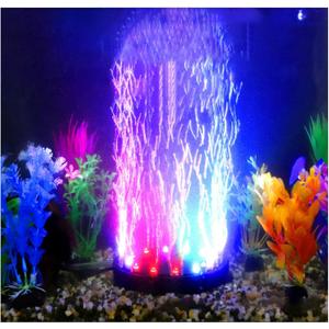 4.92 inch 12 LEDs Fish Tank Light, Bubbler Stone, LED Aquarium Lights, Air Stone Disk, Submersible Fish Tank Aquarium Decorations Accessories, Underwater Round Small Bubbles Lamp for air Pump