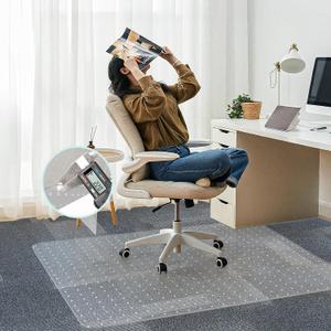 Office Chair Mat for Carpet,46"x60" Chair Mat for Carpeted Floors,Non-Slip Carpet Protector Floor Mat with Grips,Heavy-Duty Rolling Under Desk Mat for Home Office and Gaming (Clear)