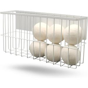 6 XL Wool Dryer Balls & Magnetic Dryer Ball Holder - Natural Fabric Softener, Reusable, Reduces Clothing Wrinkles and Saves Drying Time - Dryer Ball Container for Laundry Room Storage (XXL Size)
