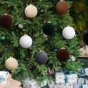 6 Pcs Christmas Velvet Balls 4 Inch Large Flocked Christmas Hanging Ornaments Mixed Color Handmade Velvet Balls Xmas Tree Ornaments Xmas Tree Bulbs for Wedding Anniversary Party