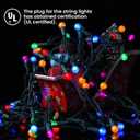 Christmas Lights Outdoor 19Ft 70 LED Chritmas Globe String Lights with Pearlized Glass Bulb UL Certified Christmas Tree Lights for Tree Decor