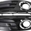 NewYall Pair Glossy Black ABS Front Bumper Lower Fog Light Cover Grill Grilles Insert for Audi Q5 2013-2017 Left Driver and Right Passenger Side 8R0807681M 8R0807682J