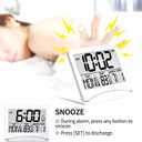 Betus Digital Travel Alarm Clock - Foldable Calendar Temperature Timer LCD Clock with Snooze Mode - Large Number Display, Battery Operated - Compact Desk Clock(Silver, No Backlight)