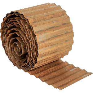 Worth Pre-Rusted Wide-Corrugated Garden Edging, 6" x20Ft Sturdy Steel Landscape Edging Bendable Metal Lawn Long Strips Border for Raised Flower Bed Tree Surrounds (Rusty)