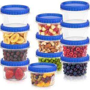 12 Pack Freezer Containers with Screw On Lids, 12 Oz Stackable Reusable Plastic Storage Container, Airtight Plastic Food Storage Containers with Twist Top Lids for Food Soup Jello Sauce
