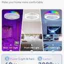 LEDIARY 22 Inch Low Profile Ceiling Fans with Lights, Led Bladeless Ceiling Fan, Remote Control Enclosed Flush Mount Ceiling Fan with Timming, 3000-6000K, 6 Wind Speed-White RGB