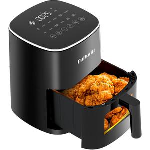 Fullwill Air Fryer with Viewing Window 6QT,5-in-1 Multi-Function (Air Fry, Roast, Bake, Reheat, Dehydrate) plus 7 One-Touch Presets for Wings, Fries, Steak and More,85% Less Oil Cooking for Families (Black)