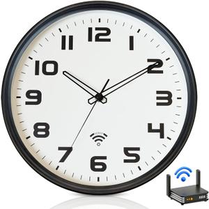 OCEST 12Inch WiFi Wall Clock with Auto Sync Time & DST, Easy to Read, Large Digital Display, Silent Battery Operated Wall Clock for Living Room Bedroom School Office Kitchen