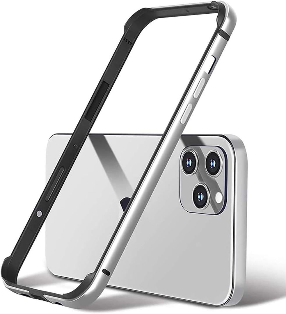 New Aluminum Frame Metal Bumper Frame Slim Hard Case Cover for iPhone15Pro MAX, Metal Frame with Soft Inner Bumper, Raised Edge Protection (Silver, for iPhone15 Pro Max)