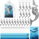 Quelay 20 Set The Magical Mermaid Keychain Gifts for Women Mermaid Keychain Party Favors Gift Bulk with Inspirational Positive Card Organza Bags for Women Themed Party Supplies