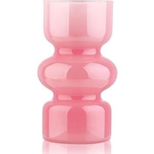VanEnjoy Pink Glass Hydroponic Vase, Colored Glass vase Flower, Three-Layer 7 inch Cylinder vase for Home Dcor, Modern Glass Vase for Home, Office, Wedding