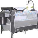 VEVOR Baby Bassinet, Pack and Play Bassinet Fold Portable Baby Bedside Sleeper Crib with Changing Table, Baby Playards Bed with Mosquito Net(Two Wheels)