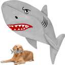 Tug of War Dog Toy for Large Dogs  Durable Shark Dog Toy with Crinkle & Hidden Ball  Tough Plush Chew Toy & Dog Birthday Gift for Aggressive Chewers (Charcoal Medium)