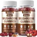 Mushroom Gummies - 10x Mushroom Supplement for Adults with Lion's Mane, Reishi, Chaga and Turkey Tail - Brain Booster, Immune Support, Stress Relief and Focus Support (2 Pack), Best Before 11-20-2026