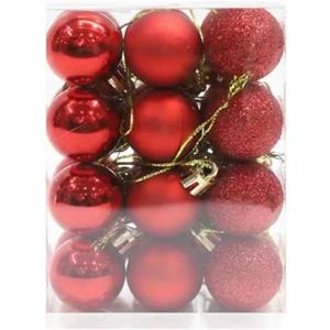 Christmas Balls Ornaments,24pcs Xmas Tree Decorations,Holiday Hanging Balls,Birthday Holiday Wedding Christmas Ornaments(Red)