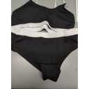 Lilosy High Waisted Tummy Control Ribbed Bikini Crop Top Brazilian Swimsuit Set 2 Piece (X-Large, Color Block Black)