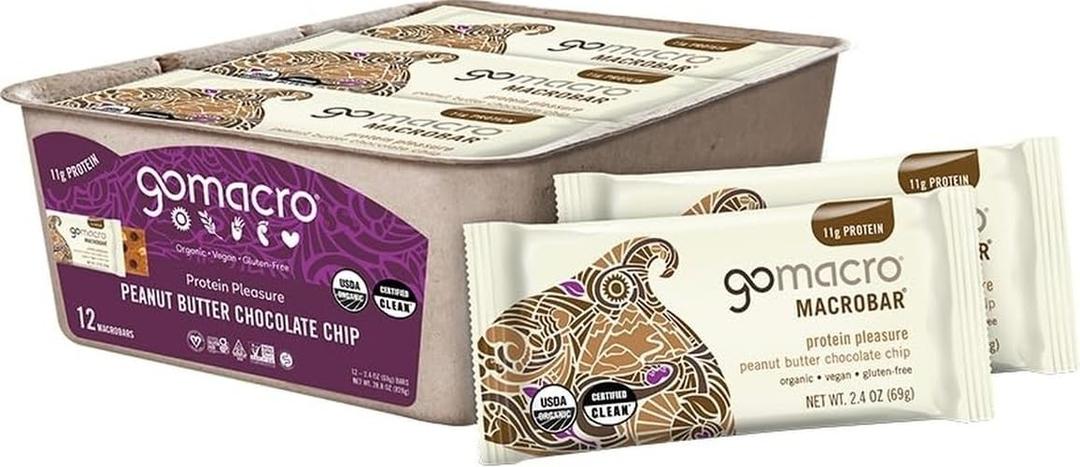 Gomacro Organic Macrobar - Peanut Butter Chocolate Chip -2.5 Oz (Pack of 12)