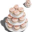BLISSUR Cupcake Stand Tower, 2 Pack, White, 3 Tiered, Cup Cake Stand Cardboard Dessert Holder for Parties (White)