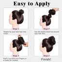 Messy Bun Hair Piece 100% Real Human Hair Chignons Scrunchie Tousled Fluffy Bun Scrunchie Wig Stretchy Band Messy Buns Hair Clip Fake Messy Hair Buns Hair Pieces for Women Black