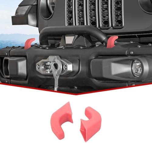 JeCar Tow Hook Covers Factory Bumper Tow Hook Protector Exterior Accessories Compatible with Jeep Wrangler 2007-2024 JK JL & Gladiator JT Truck, Pink