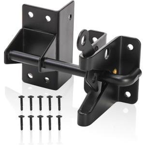 Self-Locking Gate Latch, Carbon Steel Heavy Duty Post Mount, 5.5" Door Security Latches, Automatic Gravity Gate Latch for Wooden Fence, Shed, Garden, Yard