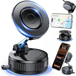 Car Phone Holder for Magsafe [Carbon Fiber] Phone Mount for Car [Super Strong Magnetic, 360 Adjustable, 108LBS Vacuum Suction] Phone Holders for Your Car, Car Accessories for iPhone 1712 Series