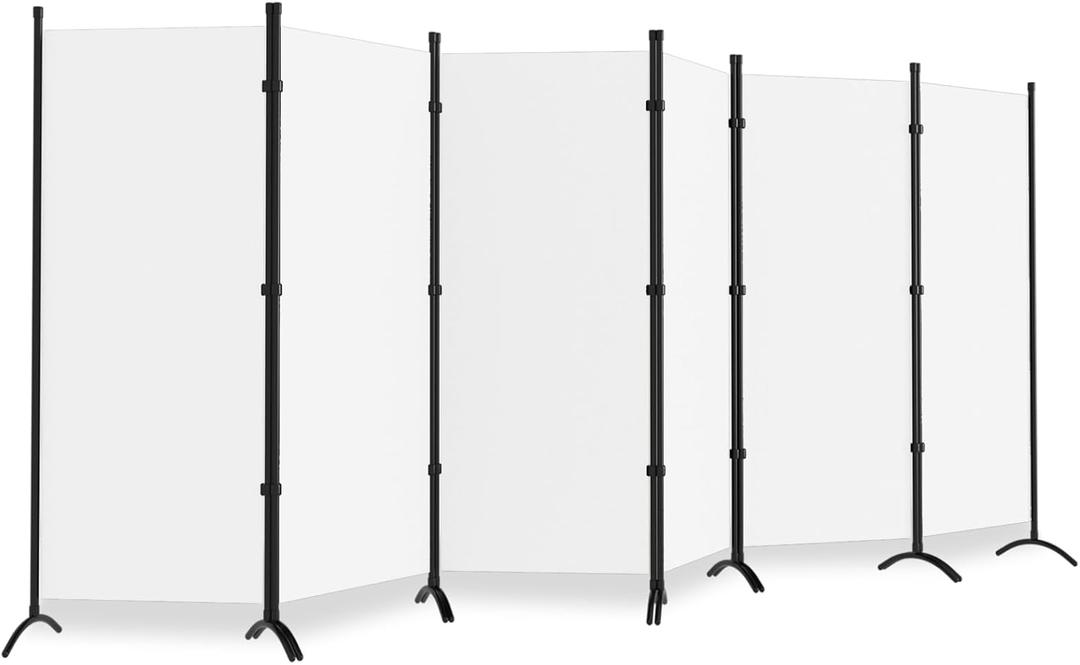 Room Divider, 6 Panel Room Dividers and Folding Privacy Screens, 6FT Partition Room Office Wall Divider for Separation 200" W Fabric, Portable Freestanding Room Divider Wall (White)