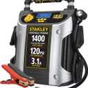 Stanley J7C09D Arrancador automotriz de 1400 amperios de pico, potencia porttil - Puertos USB triples de 15 W, compresor de aire de 120 PSI neumticos delanteros y equipo deportivo